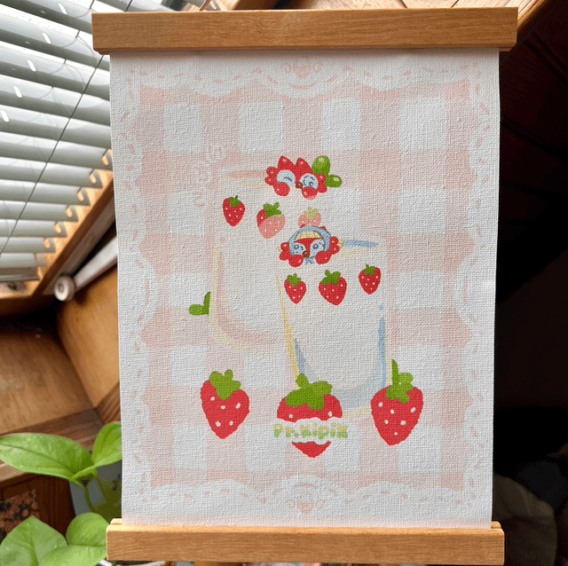 Toile - Verres fraises