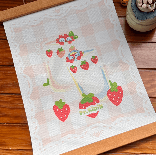 Toile - Verres fraises