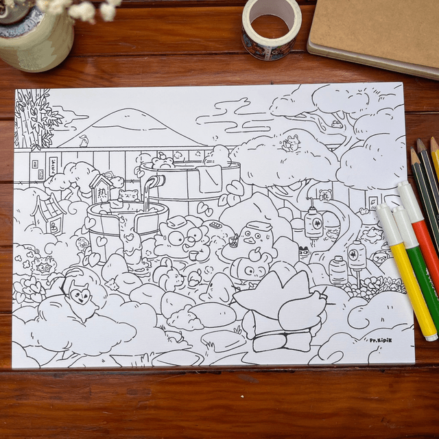 Coloriage - Onsen Party