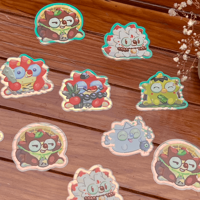 6 Stickers phosphorescents - Yokai 