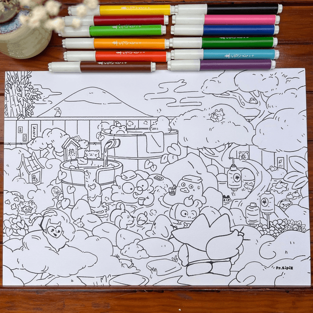 Coloriage - Onsen Party